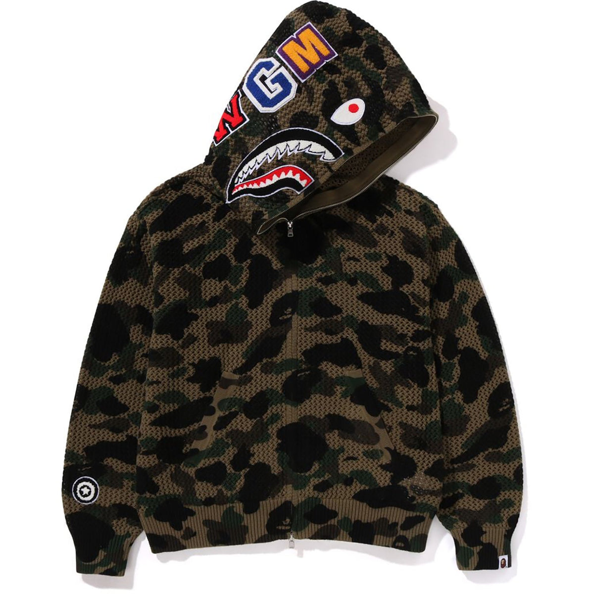 1ST CAMO CROCHET SHARK FULL ZIP HOODIE MENS