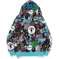 COMIC ART SHARK ZIP HOODIE MENS