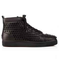 Christian Louboutin high Louis Spikes Sneakers - Calf leather and spikes - Black - Men