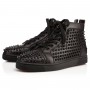 Christian Louboutin high Louis Spikes Sneakers - Calf leather and spikes - Black - Men