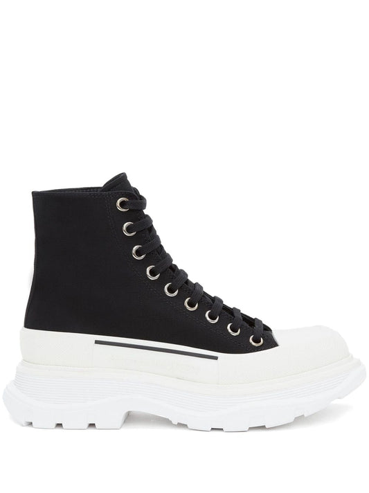 Alexander McQueen Tread Slick Lace Up Boot Black White