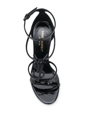 Saint Laurent Cassandra Sandal Heels Black Patent Leather