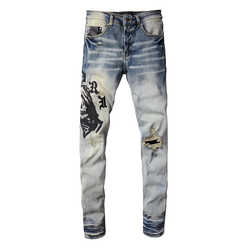 Amiri x Wes Lang Reaper Logo Jean 'Clay Indigo'