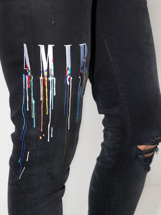 Amiri Paint Drip Logo Jean 'Aged Black'