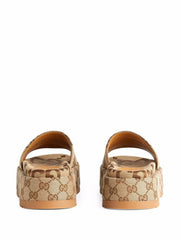 Gucci Angelina Platform 55mm Sandal Camel Canvas