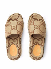 Gucci Angelina Platform 55mm Sandal Camel Canvas