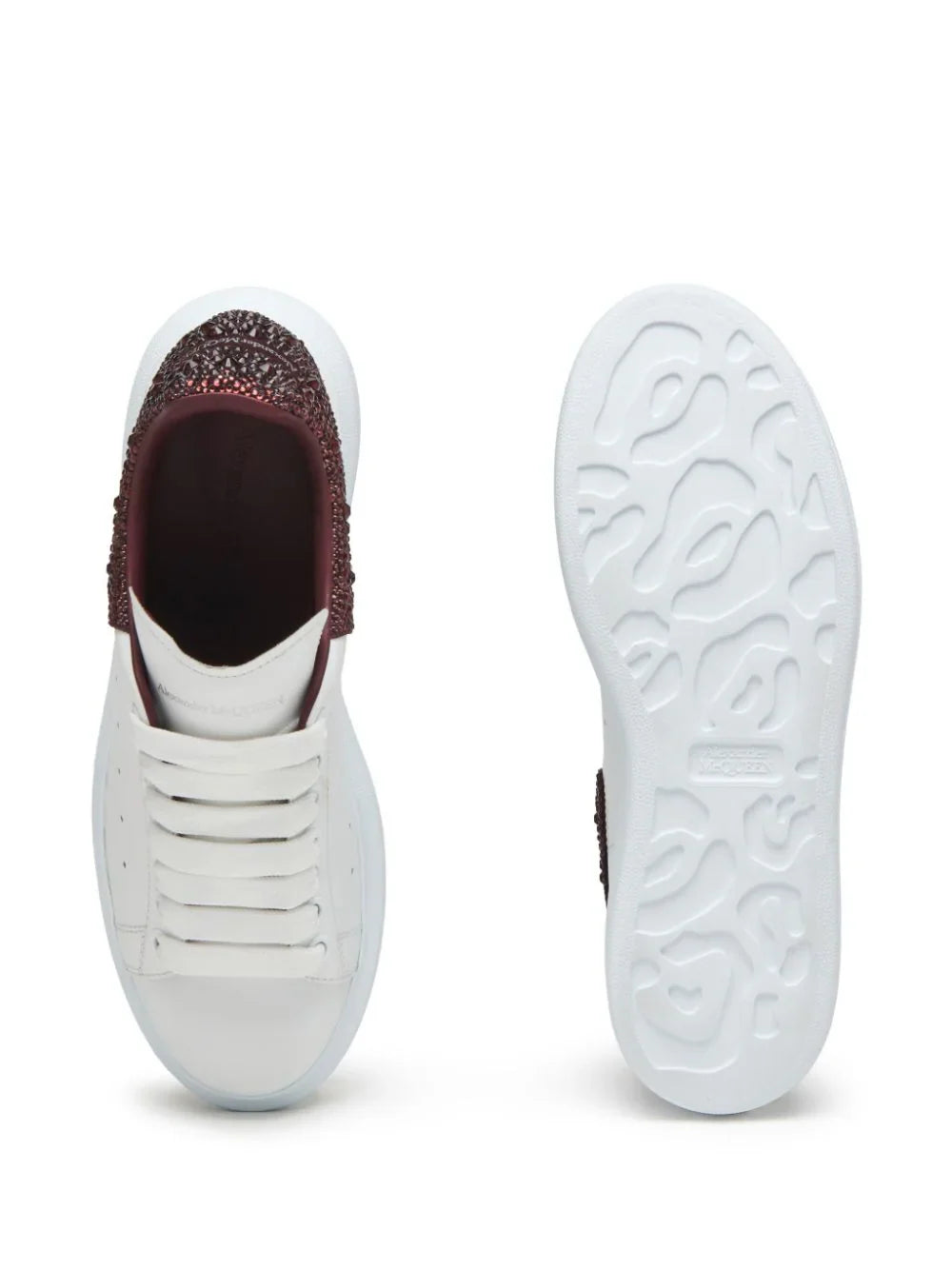 Alexander McQueen Oversized White Dark Burgundy Crystal (Women's)