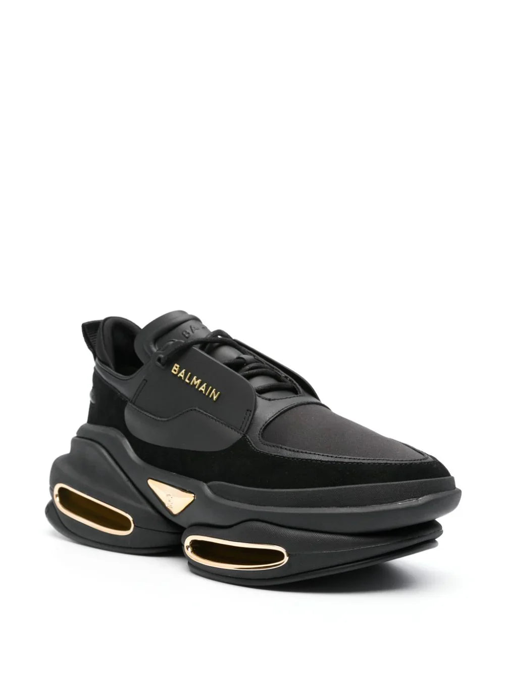 Balmain B-Bold Low calfskin and suede sneaker Black Gold