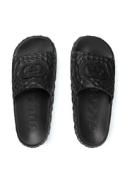 Gucci Interlocking G-appliqué textured slides