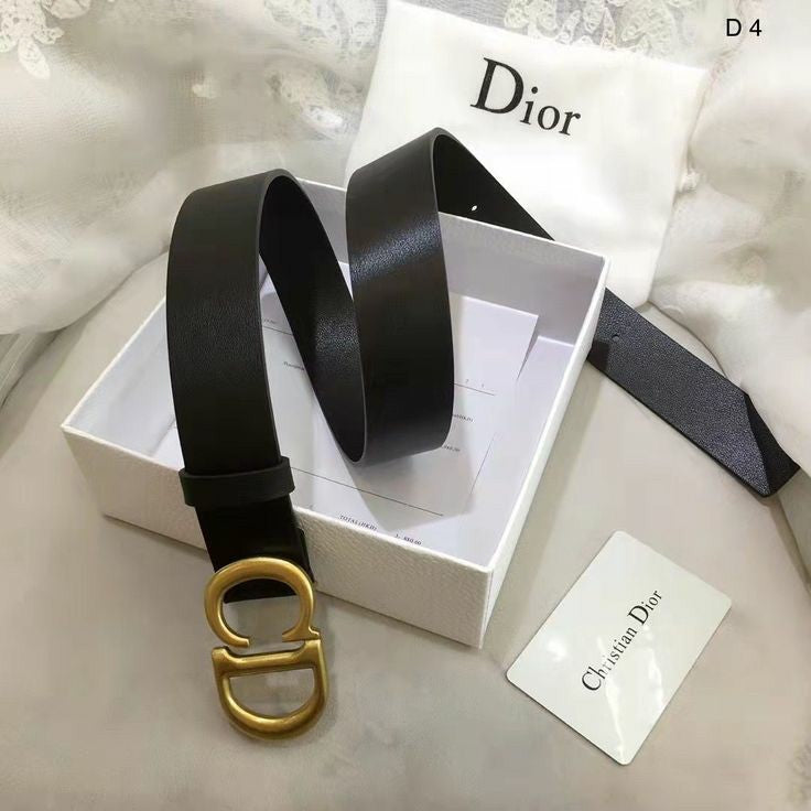 Christian Dior Men's Black Blue Reversible CD Buckle Leather Belt