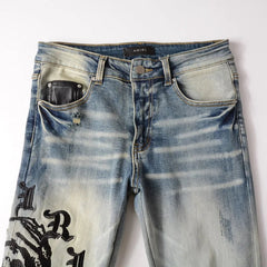 Amiri x Wes Lang Reaper Logo Jean 'Clay Indigo'