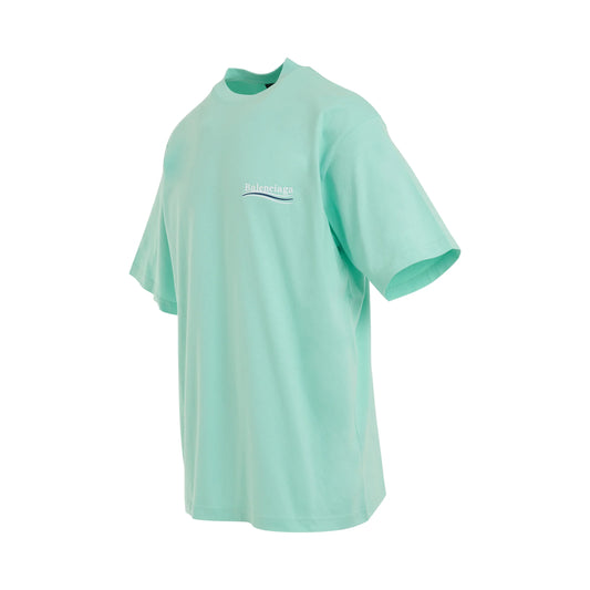 BALENCIAGA Political Campaign Oversized T-Shirt in Mint/White