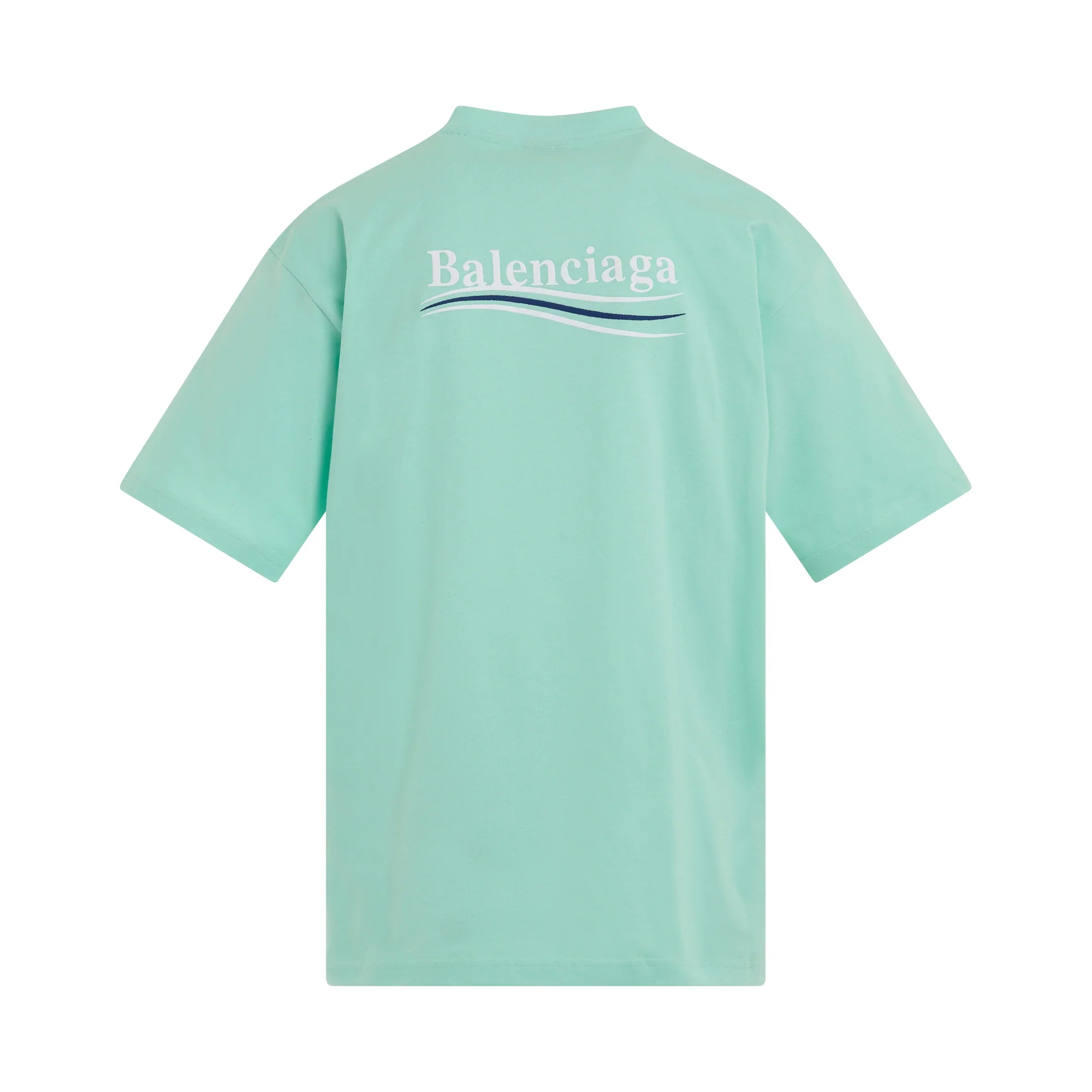 BALENCIAGA Political Campaign Oversized T-Shirt in Mint/White