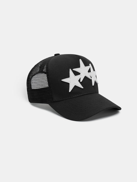 3 Star Trucker Hat - Black/White