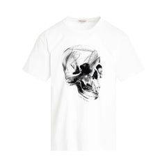 ALEXANDER MCQUEEN Dragonfly Skull Print T-Shirt in White/Black