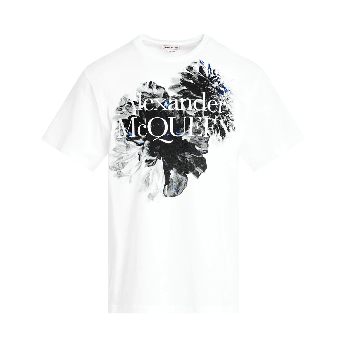 ALEXANDER MCQUEEN Floral Print T-Shirt in White/Black