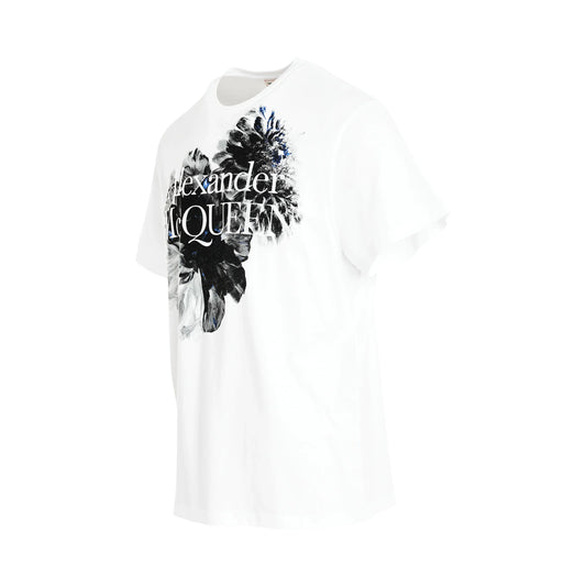 ALEXANDER MCQUEEN Floral Print T-Shirt in White/Black