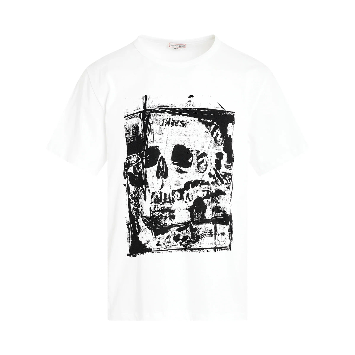 ALEXANDER MCQUEEN Fold Skull Print T-Shirt in White/Black