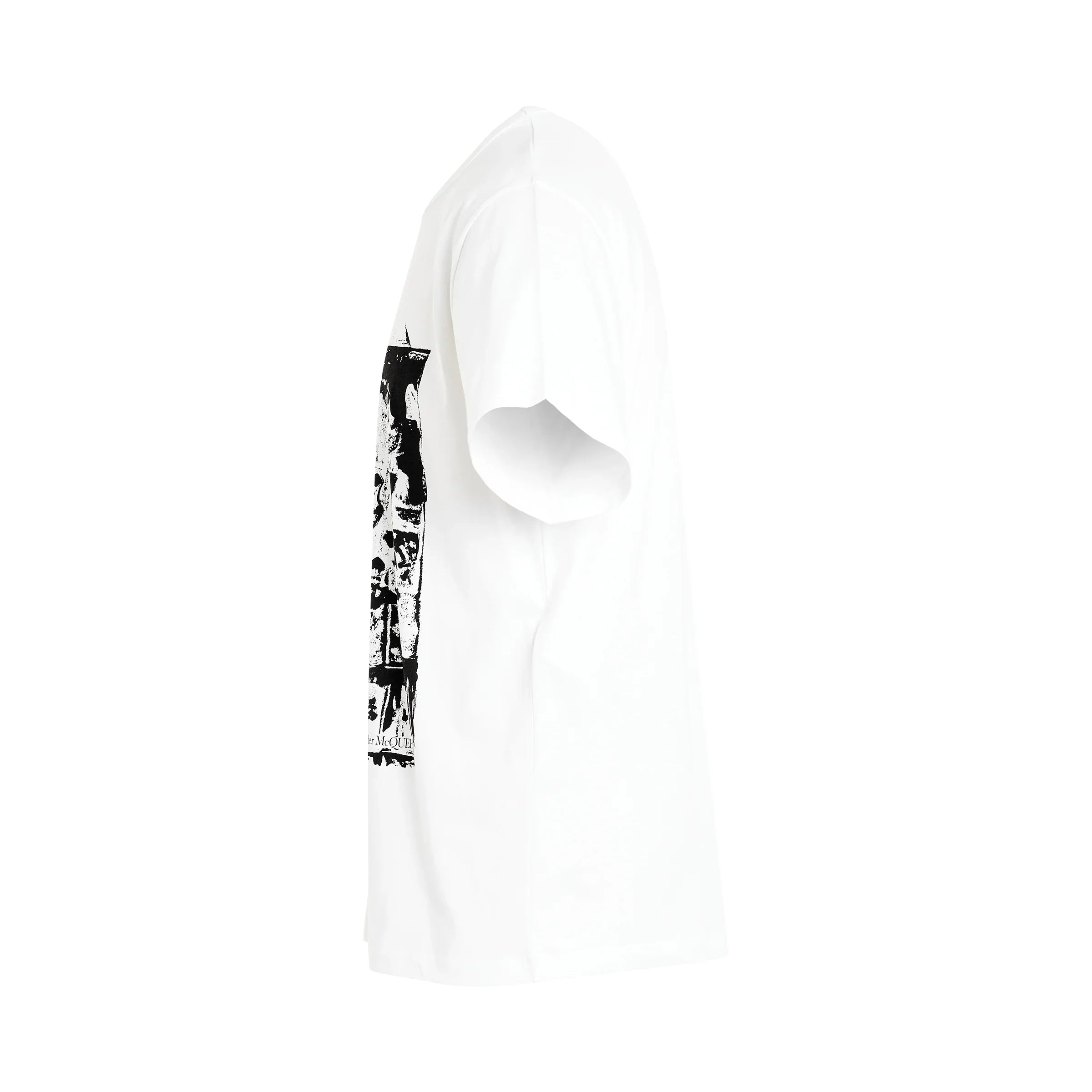 ALEXANDER MCQUEEN Fold Skull Print T-Shirt in White/Black