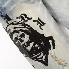 Amiri x Wes Lang Reaper Logo Jean 'Clay Indigo'