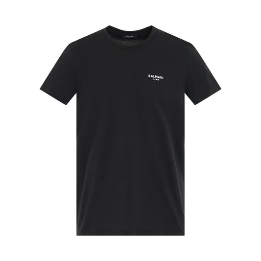 BALMAIN Logo Flock Classic Fit T-Shirt in Black/White