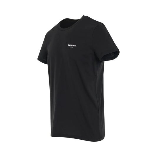 BALMAIN Logo Flock Classic Fit T-Shirt in Black/White