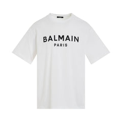 BALMAIN Logo Printed Straight Fit T-shirt in White/Black