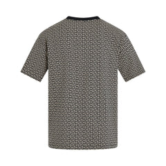 BALMAIN Monogram Jacquard Signature Label T-Shirt in Ivory/Black