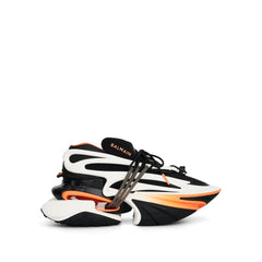 BALMAIN Unicorn Low-Neoprene & Calfskin in Black/White/Orange