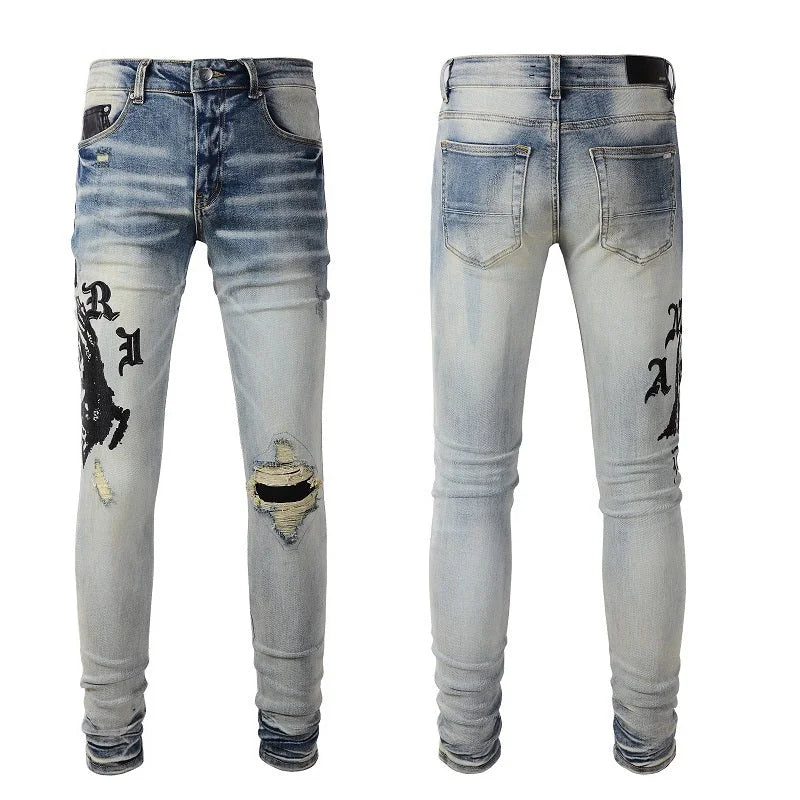 Amiri x Wes Lang Reaper Logo Jean 'Clay Indigo'