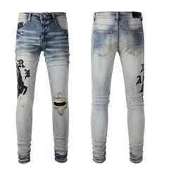 Amiri x Wes Lang Reaper Logo Jean 'Clay Indigo'