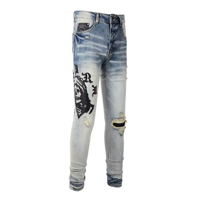 Amiri x Wes Lang Reaper Logo Jean 'Clay Indigo'