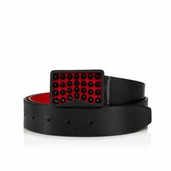 Christian Louboutin Louis Belt - Calf leather and spikes - Black/red