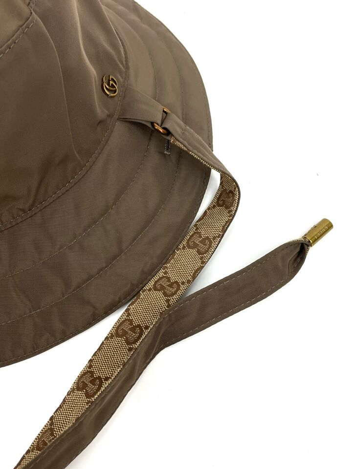 Gucci REVERSIBLE GG monogram Bucket Hat In CANVAS and NYLON Cap Head Size L