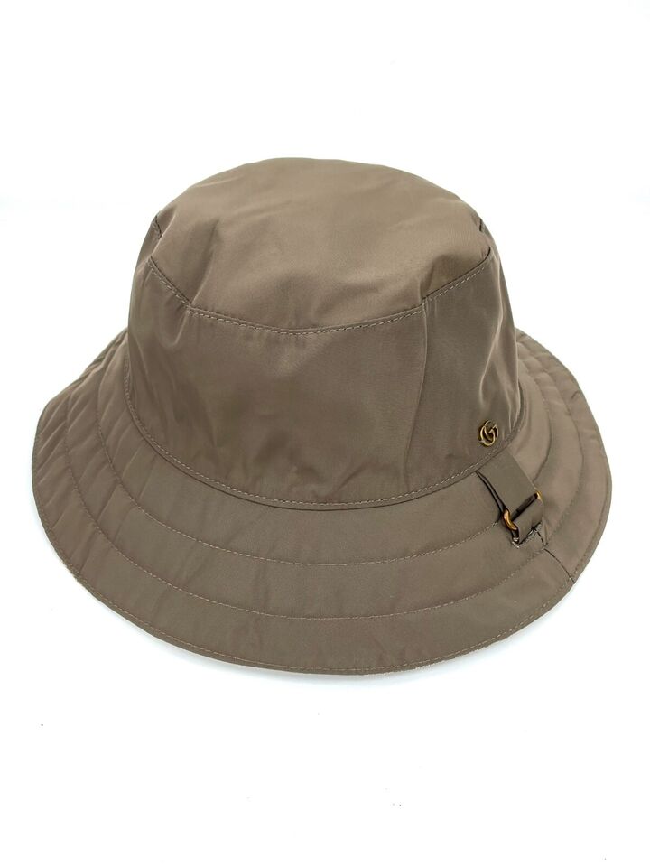 Gucci REVERSIBLE GG monogram Bucket Hat In CANVAS and NYLON Cap Head Size L