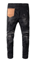 AMIRI jeans Ripped Embroidery Patchwork Ripped Leopard